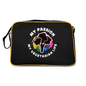Vegetarian My Passion My Vegetarian Healthy Eating - Retro Tasche - Schwarz/Gold - Hinten