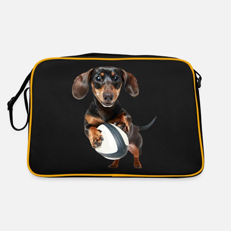 Dackel - Retro Tasche - Schwarz/Gold