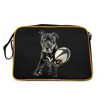 Cane Corso - Retro Tasche - Schwarz/Gold - Hinten