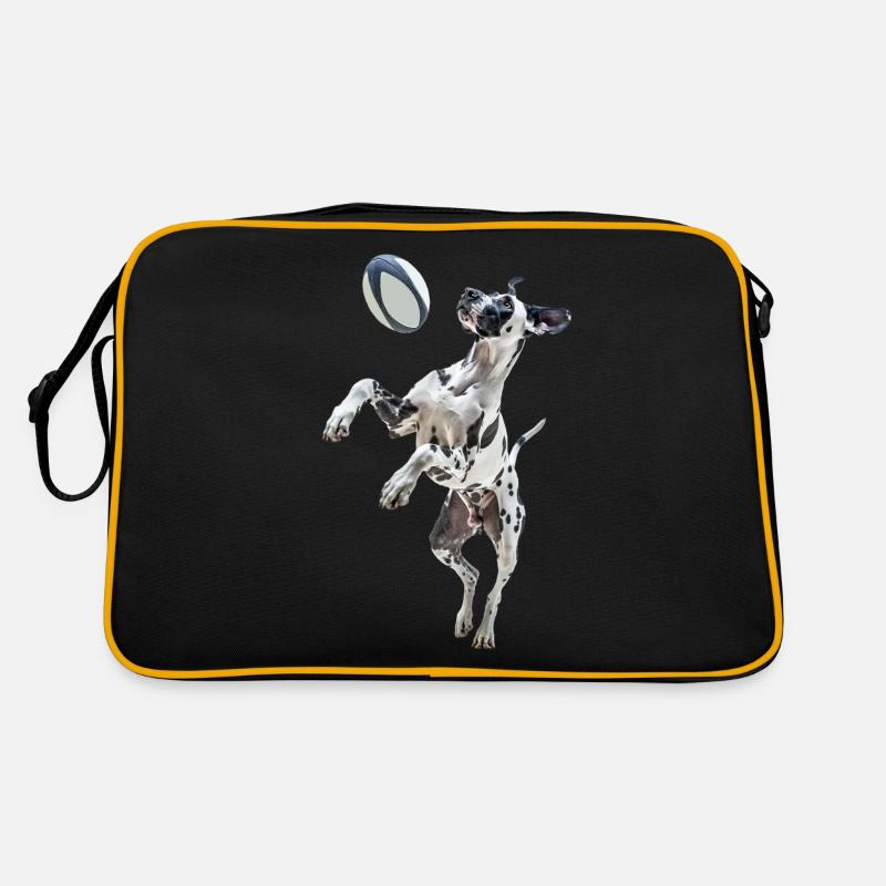 Deutsche Dogge - Retro Tasche - Schwarz/Gold
