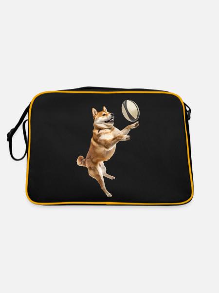 Shiba Inu - Retro Tasche - Schwarz/Gold - Hinten
