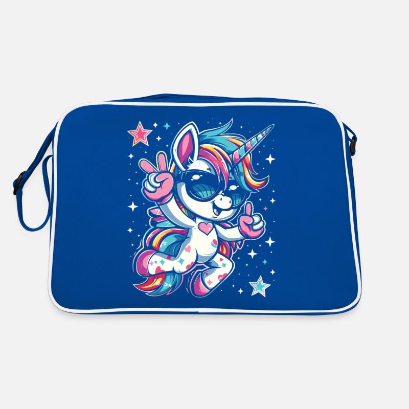 Süßes Einhorn, Bunte Einhörner Retro Tasche