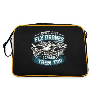 Ich fliege nicht nur Drohnen, ich stürze sie auch - Retro Tasche - Schwarz/Gold - Hinten