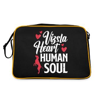 Vizsla Heart Human Animal Lover Viszla Enthusiast - Retro Bag - black/gold - Back