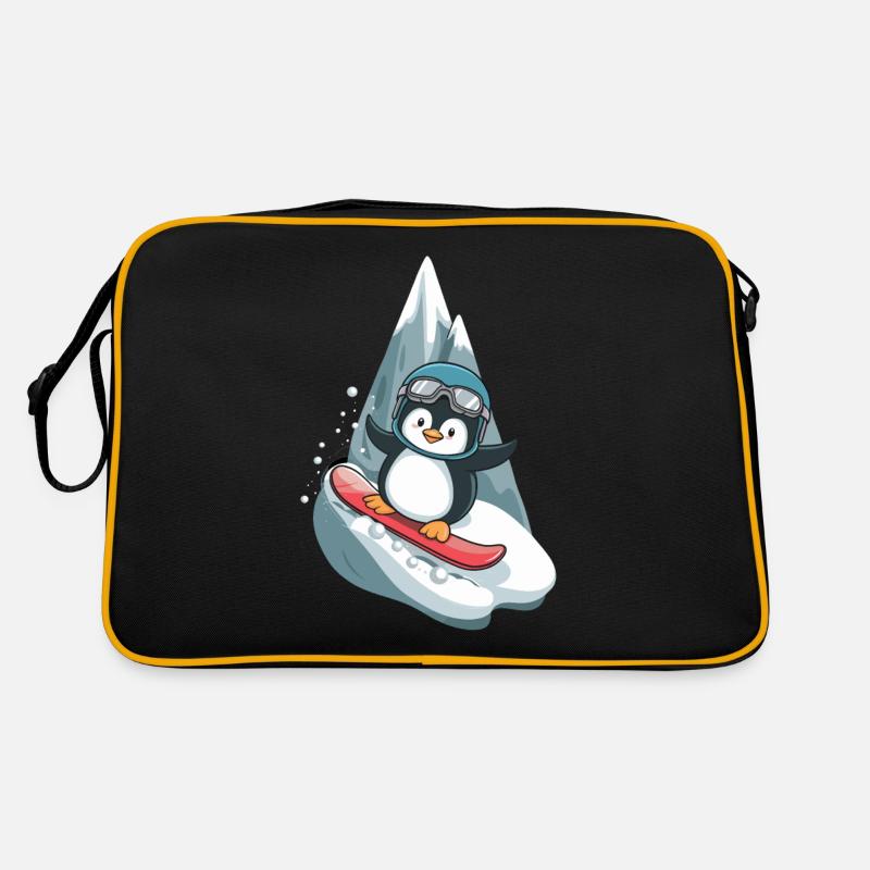 Cool Penguin Snowboard Adventure Retro Bag