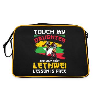 Berühre Meine Tochter Und Deine Erste - Retro Tasche - Schwarz/Gold - Hinten