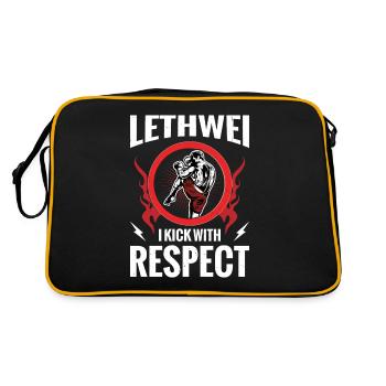 Lethwei Ich Trete Mit Respekt - Retro Tasche - Schwarz/Gold - Hinten