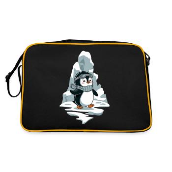 Pingouin joyeux avec écharpe et lunettes devant - Sac Retro - noir/or - Dos