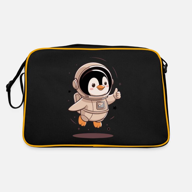 Mignon pingouin astronaute avec le pouce vers le haut Sac Retro