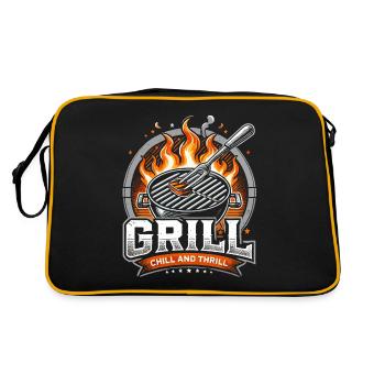 Grill Chill und Thrill - Retro Tasche - Schwarz/Gold - Hinten