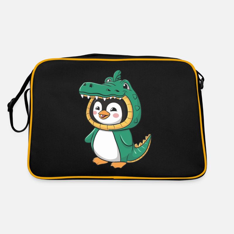 Pingouin mignon en costume de crocodile - Sac Retro - noir/or