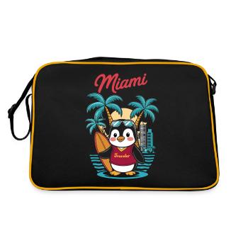 Miami Traveler Penguin avec planche de surf - Sac Retro - noir/or - Dos
