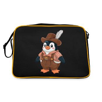 Pingouin en dirndl traditionnel avec chapeau et plume - Sac Retro - noir/or - Dos