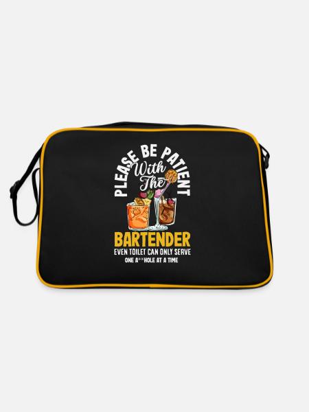 Lustiger Barkeeper Spruch Barkeeper Geschenk - Retro Tasche - Schwarz/Gold - Hinten