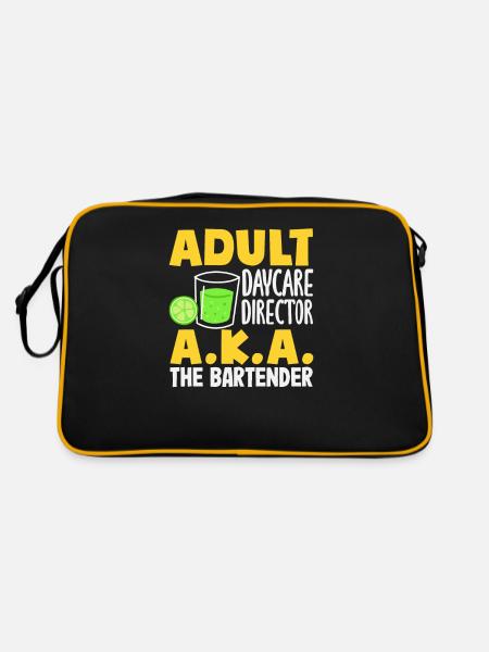 Lustiger Barkeeper Spruch Barkeeper Geschenk - Retro Tasche - Schwarz/Gold - Hinten