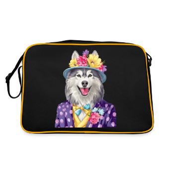 Alaskan Malamute - Retro Tasche - Schwarz/Gold - Hinten