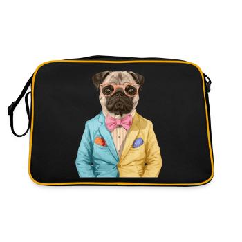 Mops - Retro Tasche - Schwarz/Gold - Hinten