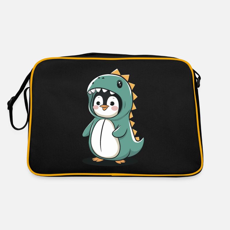 Pingouin mignon en costume de dinosaure Sac Retro