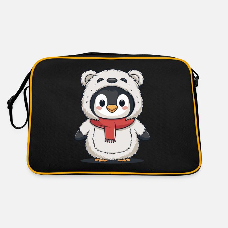 Pingouin mignon en costume d’ours Sac Retro