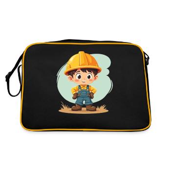 Design d’ouvrier du bâtiment - Motif mignon pour les enfants - Sac Retro - noir/or - Dos