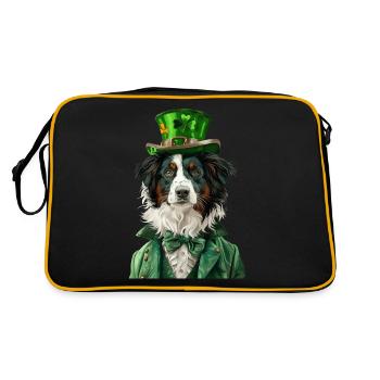 Border Collie - Retro Tasche - Schwarz/Gold - Hinten