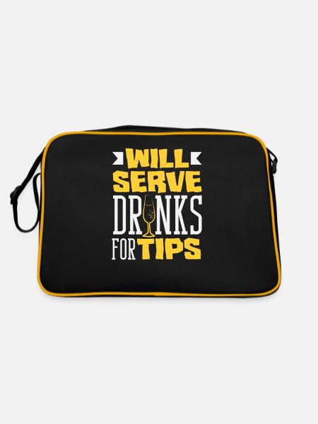 Lustiger Barkeeper Spruch Barkeeper Geschenk - Retro Tasche - Schwarz/Gold - Hinten