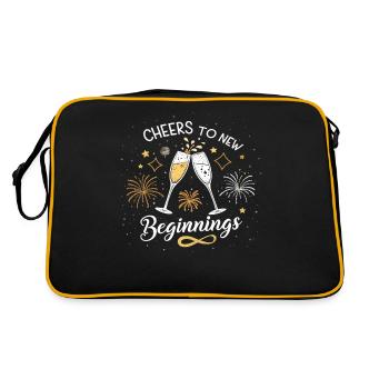 Cheers to New Beginnings – Festliches Silvester - Retro Tasche - Schwarz/Gold - Hinten