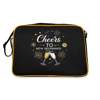 Cheers to New Beginnings – Festliches Silvester - Retro Tasche - Schwarz/Gold - Hinten