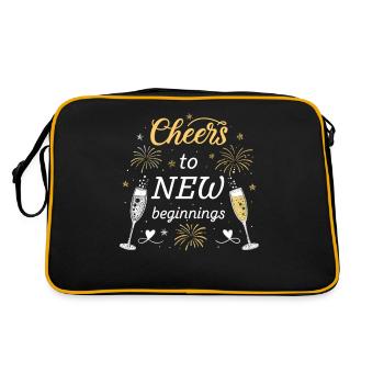 Cheers to New Beginnings – Festliches Silvester - Retro Tasche - Schwarz/Gold - Hinten