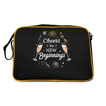 Cheers to New Beginnings – Festliches Silvester - Retro Tasche - Schwarz/Gold - Hinten