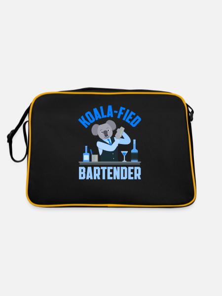 Lustiger Barkeeper Spruch Barkeeper Geschenk - Retro Tasche - Schwarz/Gold - Hinten