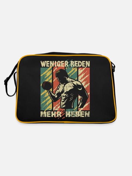 Bodybuilding mehr Heben Fitnesscenter train hard - Retro Tasche - Schwarz/Gold - Hinten
