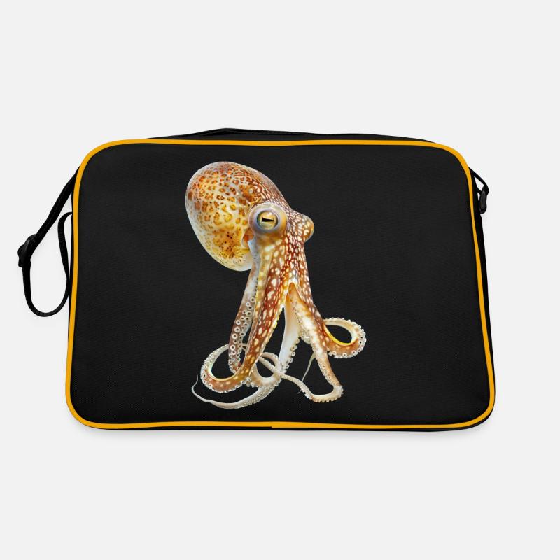 Tintenfisch - Retro Tasche - Schwarz/Gold