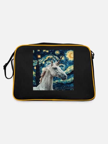 Einhorn - Retro Tasche - Schwarz/Gold