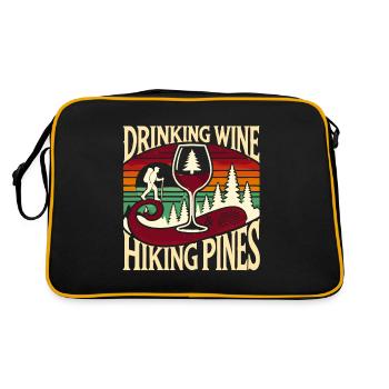 Weintrinken und Kiefernwandern - Retro Tasche - Schwarz/Gold - Hinten