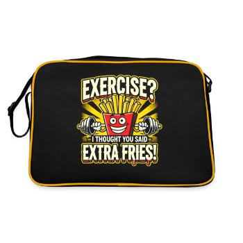 Excercise? I though you said extra fries! - Retro Bag - black/gold - Back