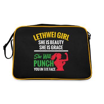 Lethwei Mädchen, Sie Ist Schönheit, Sie Ist Gnade, - Retro Tasche - Schwarz/Gold - Hinten