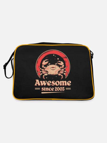 Krebs Sternzeichen Geburtstag Seit 2005 Großartig - Retro Tasche - Schwarz/Gold - Hinten