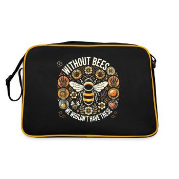 Ohne Bienen gäbe es das hier nicht - Retro Tasche - Schwarz/Gold - Hinten