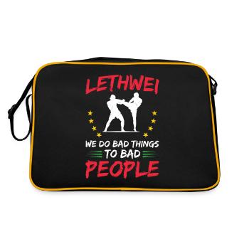 Lethwei, Wir Tun Bösen Menschen Böses. - Retro Tasche - Schwarz/Gold - Hinten