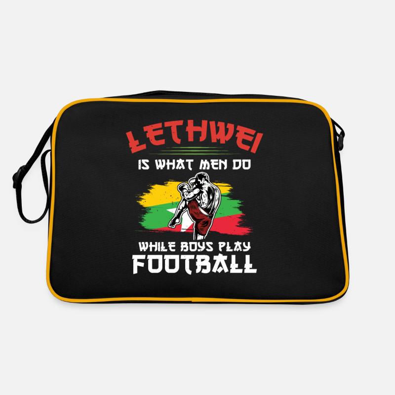Lethwei is what men do, while boys - Retro Bag - black/gold