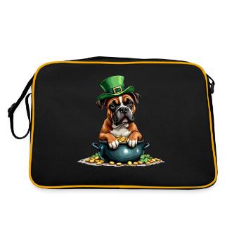 Boxer St. Patrick's Day Outfit Dogs - Retro Bag - black/gold - Back
