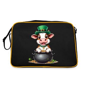 Kuh St. Patricks Day Outfit Kühe - Retro Tasche - Schwarz/Gold - Hinten