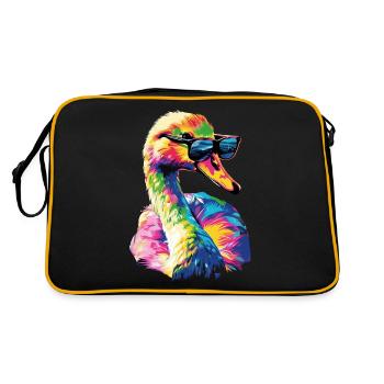 Schwan - Retro Tasche - Schwarz/Gold - Hinten