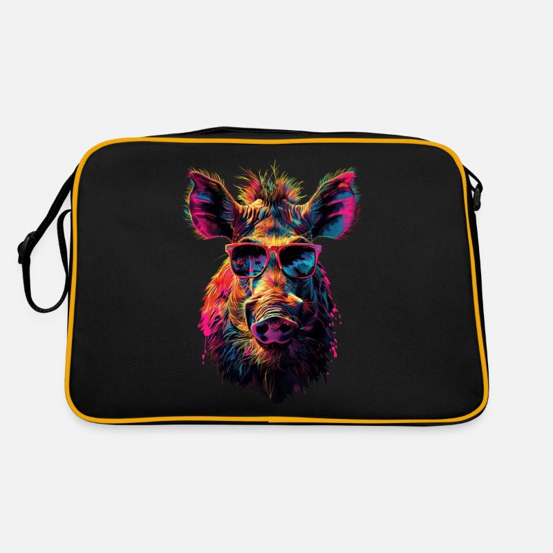 Warzenschwein - Retro Tasche - Schwarz/Gold