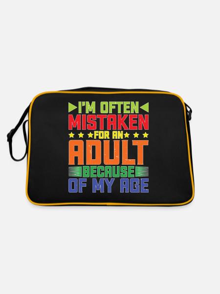 I'm Often Mistaken For An Adult Because Of My Age - Retro Tasche - Schwarz/Gold - Hinten