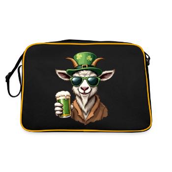 Ziege St. Patricks Day Bier Outfit Ziegen - Retro Tasche - Schwarz/Gold - Hinten