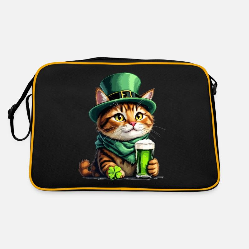 Chat St. Patrick’s Day Bière Tenue Chats Sac Retro