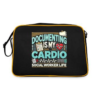 Dokumentieren ist meine Kardio - Retro Tasche - Schwarz/Gold - Hinten