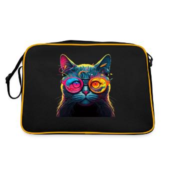 Cat for Cat Owners, Cat Digital Art - Retro Bag - black/gold - Back